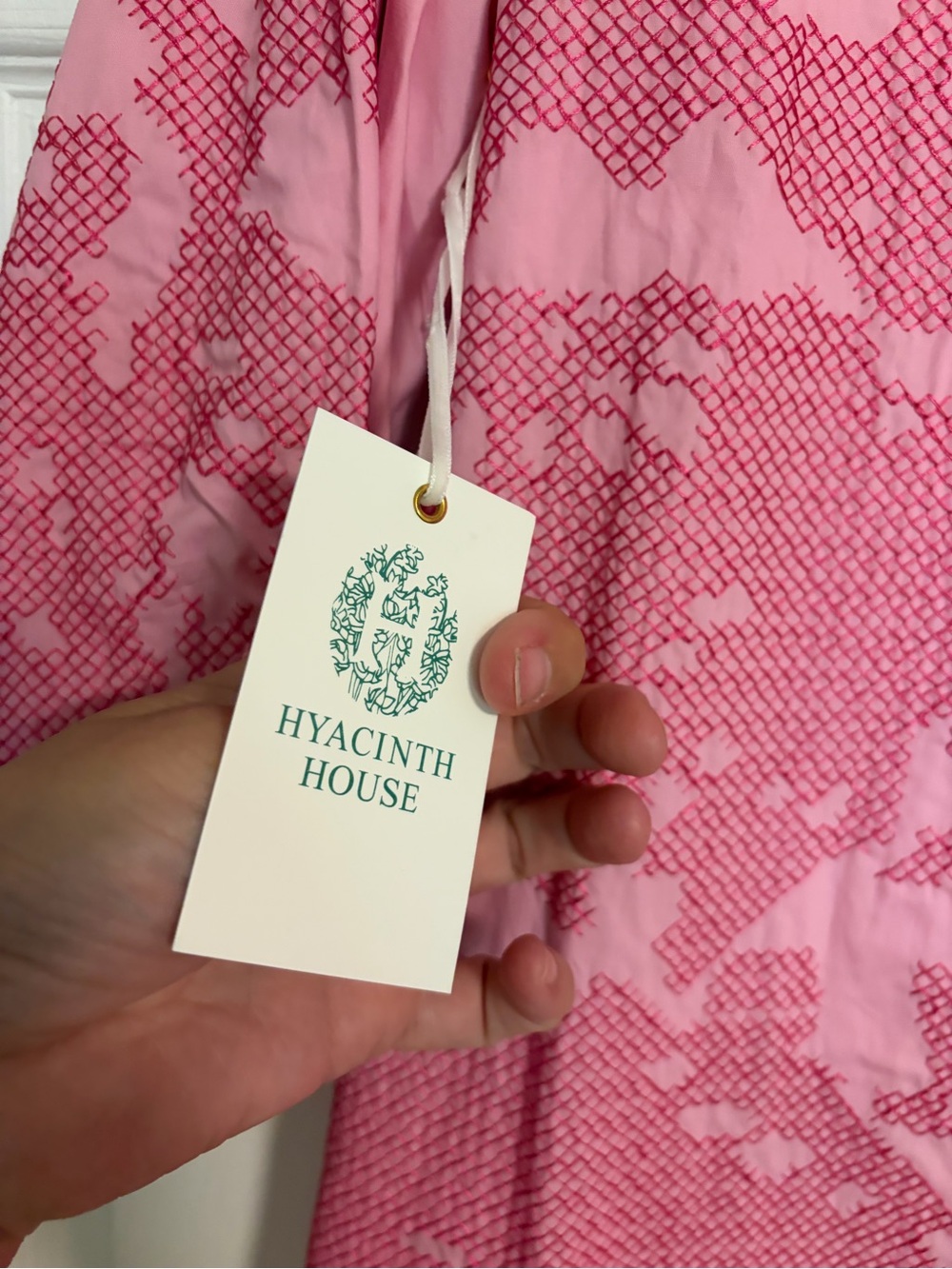 Pink Midi Dress with Floral Jacquard and Balloon Sleeves - Picture 3 of 10